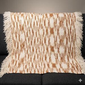Vintage 1970s Geometric Crochet Afghan – Variegated Earth Tones